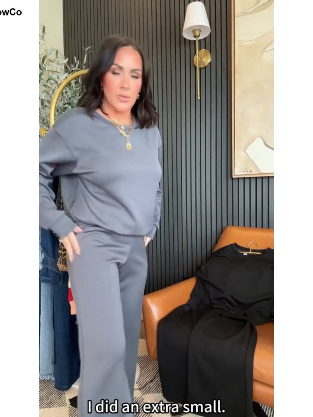 Modal 2 Piece Lounge Set Oversized Sweatshirt Wide Leg Pants with Pockets - Picture 5 of 5